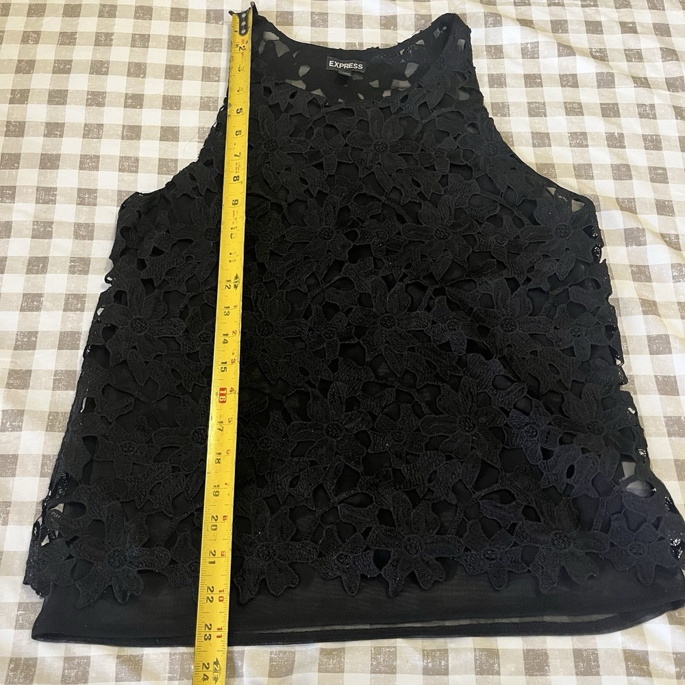 Express Women's Floral Lace Sleeveless Blouse Size S Black Business Career‎ - Picture 3 of 6
